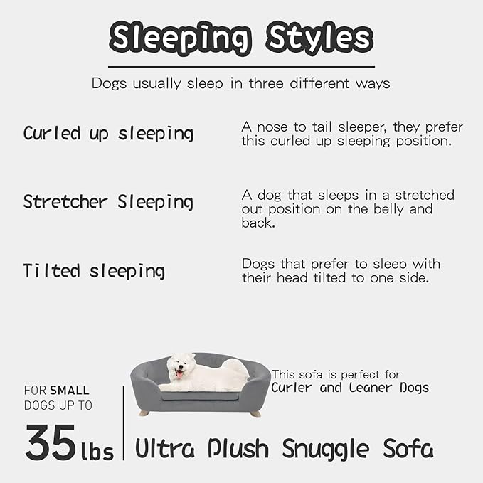 SHAVI Large Cat Sofa, 35" Wide Dog Couch for Large and Medium Cats Dogs, Low Back Pet Sofa with Washable Cushion, Luxury Velvet Lounging Bed with Anti-Slip Bottom(Grey)