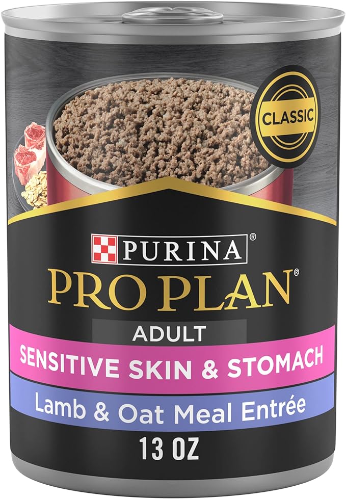 Purina Pro Plan Sensitive Skin and Stomach Wet Dog Food Pate Lamb and Oat Meal Entree - (Pack of 12) 13 oz. Cans