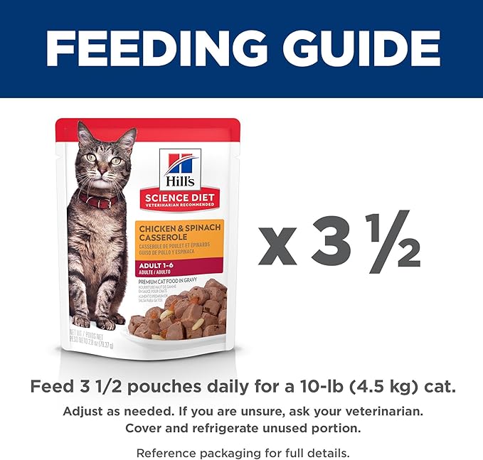 Hill's Science Diet Adult 1-6, Adult 1-6 Premium Nutrition, Wet Cat Food, Chicken Casserole Stew, 2.8 oz Pouch, Case of 24