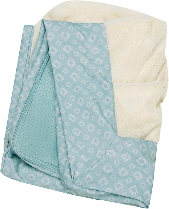 Furhaven Replacement Dog Bed Cover Plush & Diamond Print Nest Top Sofa-Style, Machine Washable - Aqua, Jumbo (X-Large)