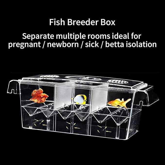 PENCK Fish Breeding Box for Aquarium, Acrylic Plastic Breeder Box for Fish Tank, Baby Snails Fishes Shrimp Clownfish Nursery Container, Fish Hatchery Incubator with Suction Cups