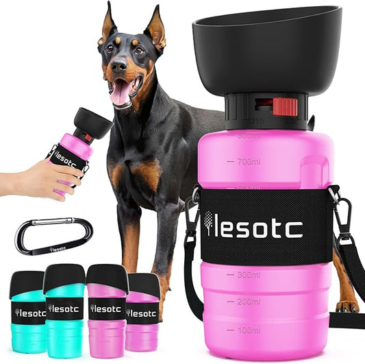 lesotc 2024 Upgraded Dog Water Bottle, Portable Dog Water Dispenser, Leak Proof Dog Travel Water Bottle Pet Water Bottle for Outdoor Walking, Hiking, Travel, BPA-Free, Lightweight