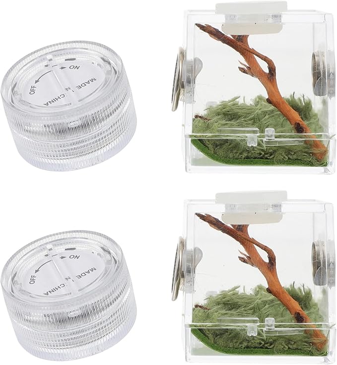 Mipcase 2pcs Jumping Spider Enclosure, Acrylic Spider Terrarium Transparent Jumping Spider Habitat for Jumping Spider Accessories