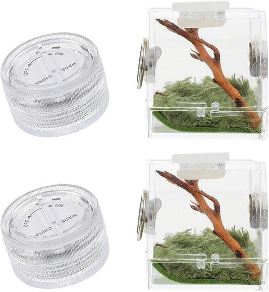 Mipcase 2pcs Jumping Spider Enclosure, Acrylic Spider Terrarium Transparent Jumping Spider Habitat for Jumping Spider Accessories