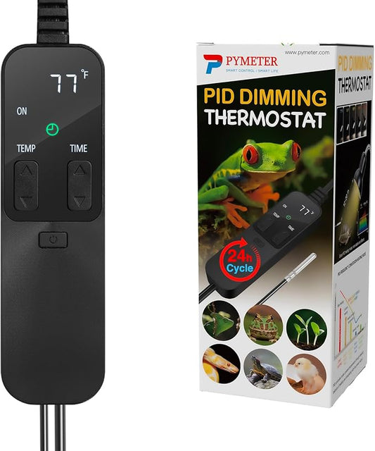 PID Dimming Reptile Thermostat with 24 Hours Cycle Timer for Reptiles Heat Lamp Heating Pad Seedling Heat Mat Temperature Controller