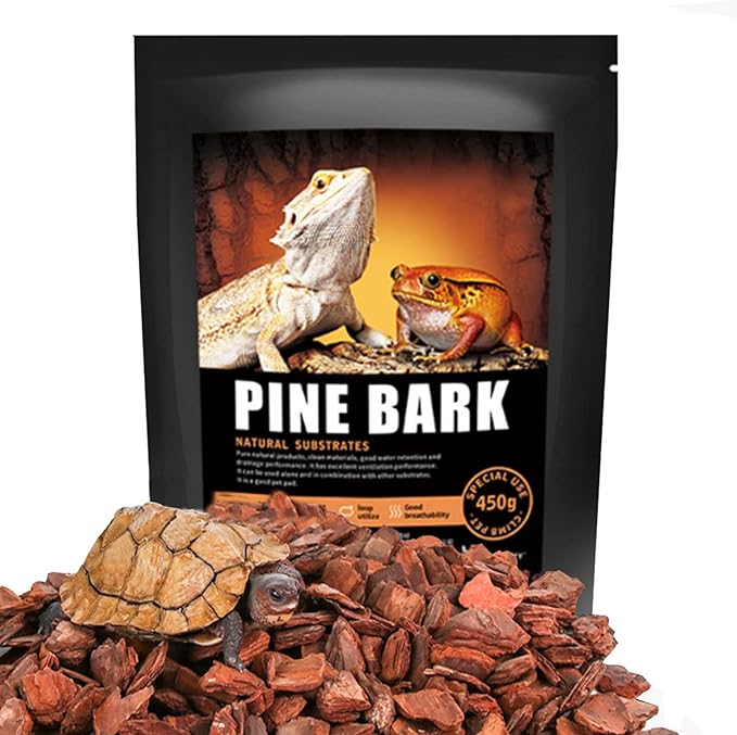 Tfwadmx Reptile Bark Bedding 15.8oz Tortoise Bedding for Habitat Bearded Dragon Substrate Reusable Pine Chips Bedding for Geckos, Lizards, Turtles Snakes, Hermit Crabs