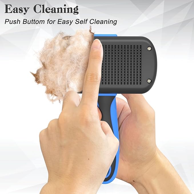 Self Cleaning Shedding Brush for Dogs & Cats, Skin Friendly Cat Brush, Dog Grooming Brush, Dog Brush for Shedding, Deshedding Brush, Puppy Brush Hair Brush for Haired Dogs, Blue