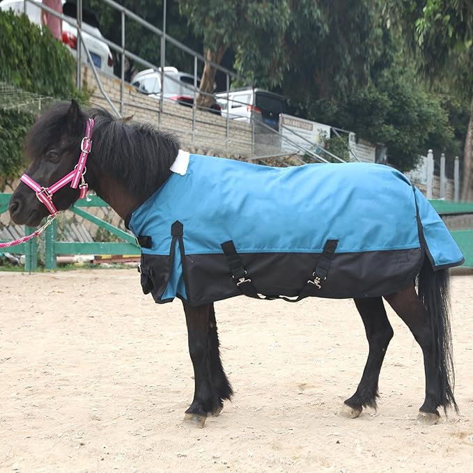 Mini Horse/Pony/Foal/Miniature Size 36"-51" Lightweight Waterproof & Breathable 1200 Denier Turnout Blanket with No Filling Peacockblue 45"