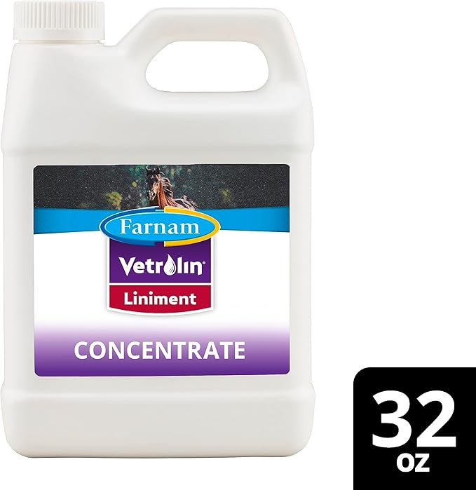 Farnam Vetrolin Horse Liniment for Muscle Soreness, Stiffness and Inflammation Relief on Horses, Helps Reduce Swelling, Aids in Pain Relief, 32 Oz.