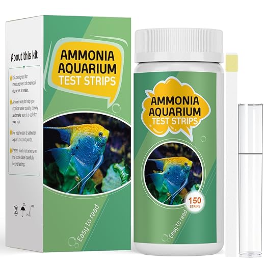 Pawfly Aquarium Ammonia Test Strips, 150 Aquarium Test Strips Accurate Ammonia Test Kit with Test Tube Aquarium Water Test Kit for Fish Tank