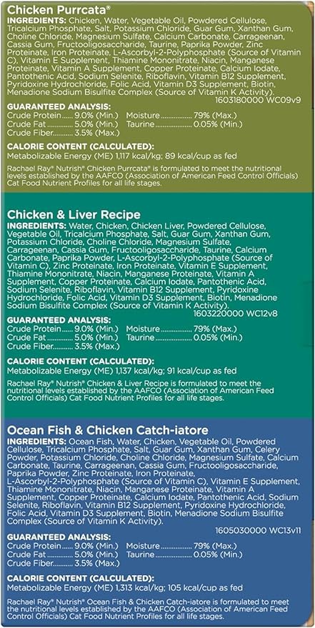 Rachael Ray Nutrish Natural Wet Cat Food with Added Vitamins, Minerals & Taurine, Chicken Lovers Variety Pack, 2.8 Ounce Cup (Pack of 12), Grain Free