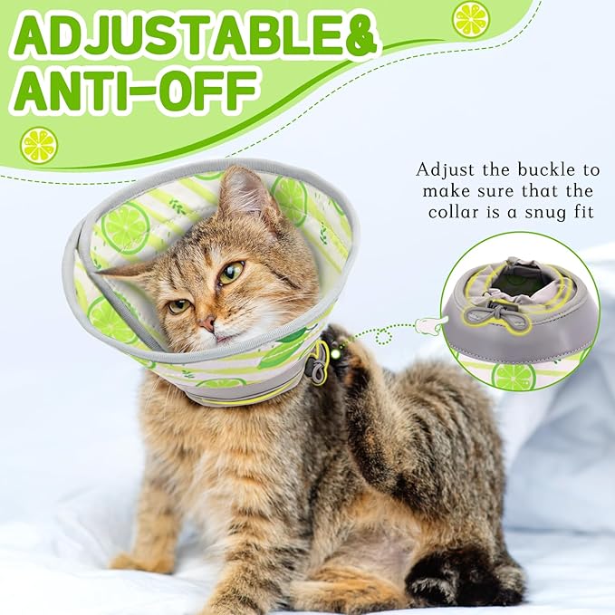 Cat Cone Collar Soft, Comfortable Cat Recovery Collar Pet Cone for Small Large Cats, Lightweight Elizabethan Collar for Cats Kittens After Surgery Prevent from Licking Wounds, Light Green, S