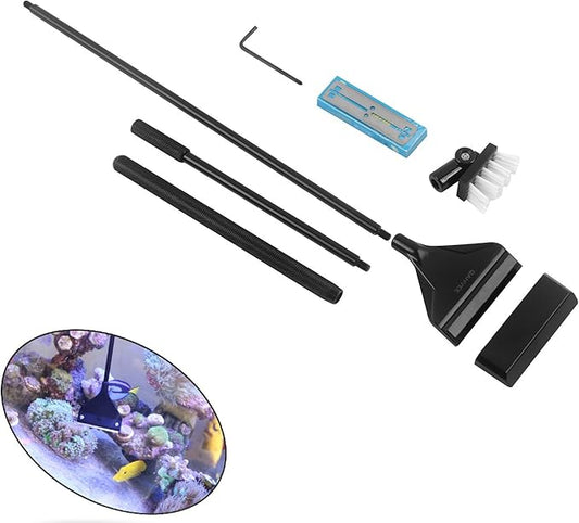 Aquarium Algae Scraper Cleaner Brush with 10 Stainless Steel Blades for Fish Reef Plant Glass Tank 26 Inch