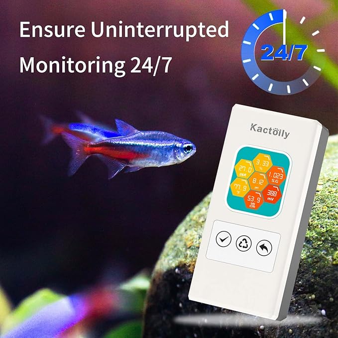 Split Style 7 in 1 Professional Fish Tank Water Quality Tester, PH Meter,TDS Meter, EC Meter, Salinity Tester, S.G Meter, Temperature, ORP Meter, Real-Time Monitoring on The Same Screen