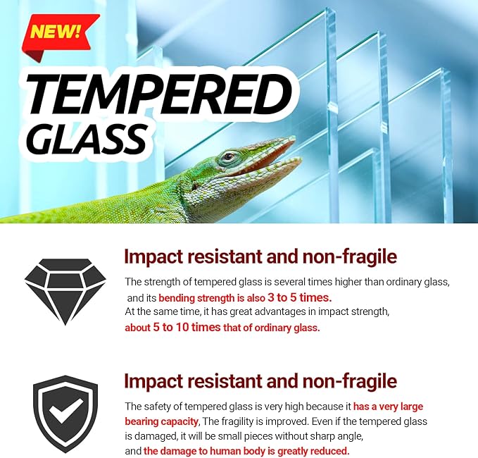 REPTI ZOO Reptile Tempered Glass Extra-Long Terrarium Habitats 48" x 18" x 18" Reptile Amphibians Large Enclosure for Snake/Bearded Dragon/Lizard ect.