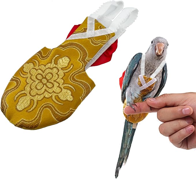 Parrot Diapers,Bird Flight Suits,Bird Clothes,Chinese Style Bird Diaper,Reusable Waterproof Diapers pet Bird Supplies 2PCS (M)