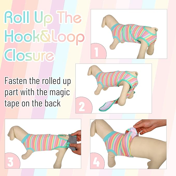 FUAMEY Recovery Suit for Dogs After Surgery,Soft Breathable Dog Bodysuit E-Collar & Cone Alternative Surgical Suit,Male Female Dog Neuter Spay Suits Anti Licking Wounds Onesie Mint Green Stripes XS