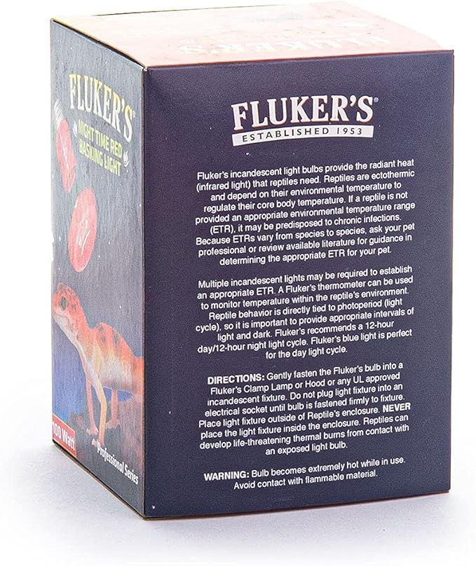 Fluker's Night Time Red Basking Spotlight, Infrared Heat Lamp for Reptiles, 100 Watt