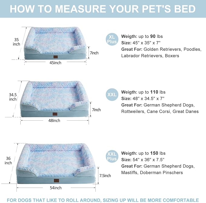 WNPETHOME Waterproof Dog Beds for Jumber Dogs, Orthopedic XXLarge Dog Bed with Sides, Big Dog Couch Bed with Washable Removable Cover, Pet Bed Sofa with Non-Slip Foam for Sleeping