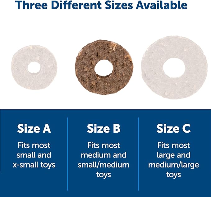 PetSafe Natural Rawhide Treat Ring Refills for Busy Buddy Dog Toys, Size B fits Small/Medium and Medium Toys, 16 Rings