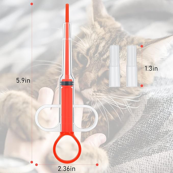 2 Pieces Pet Pill Plunger Popper for Small Cats Dogs Pill Gun Dispenser Shooter Pet Piller Soft Tip Tablet Syringe Pusher Animal Medicine Feeder for Feeding Accessories (Red)