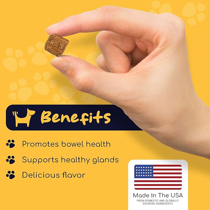 Glands Bowel Support - 120 Delicious Scoot Soft Chews for Scooting, Healthy Anal Glands, and Digestive Health - Made with Pumpkin Powder for Dogs