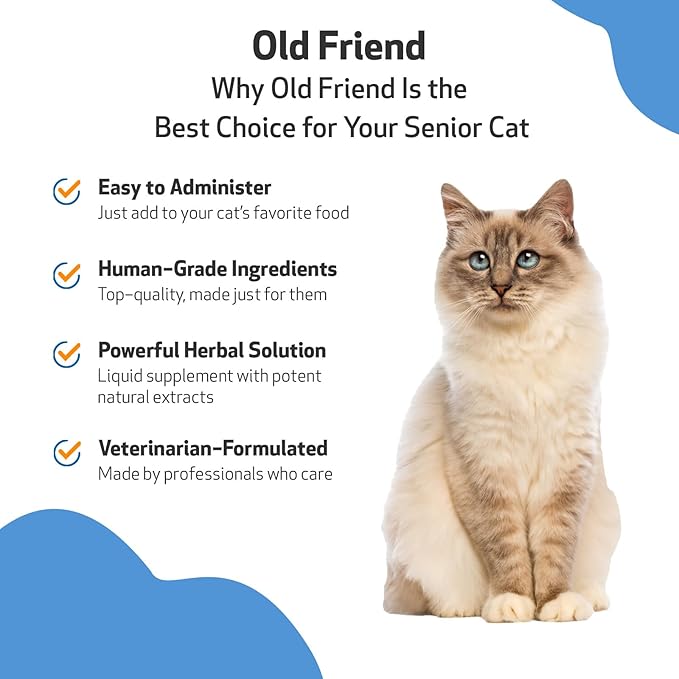 Pet Wellbeing Old Friend for Senior Cats - Vet-Formulated - Aging Immune System & Joint Mobility Support in Older Felines - Natural Herbal Supplement 2 oz (59 ml)