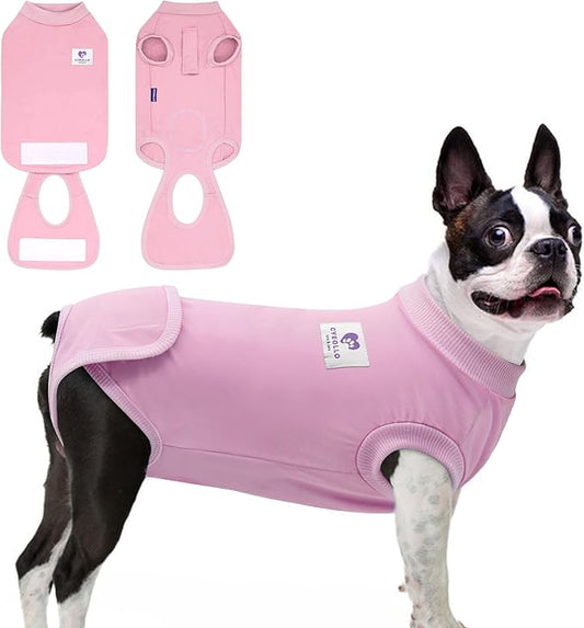 cyeollo Dog Surgery Recovery Suit for Female Male Dogs Cats Soft Breathable Dog Onesie After Spay, Neuter, Anti-Licking Pet Surgical Recovery Snugly Suit Bodysuit, Pink, M