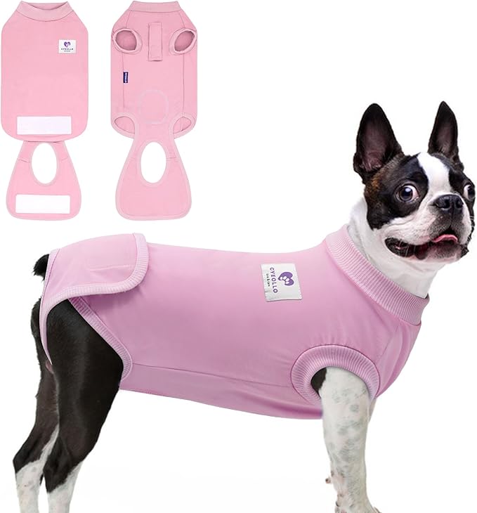 cyeollo Dog Surgery Recovery Suit Soft Breathable Female Male Pet Bodysuit for Spay, Neuter, Surgical Recovery Shirt for Small Medium Large Dogs, Pink, L