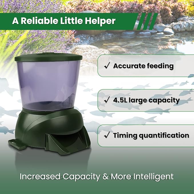 Pond Fish Feeder, Large-Capacity Automatic Fish Feeder, Outdoor Automatic Fish Feeder, Battery-Powered Automatic Fish Feeding Device, Timed and Quantitative Fish Feeding Device