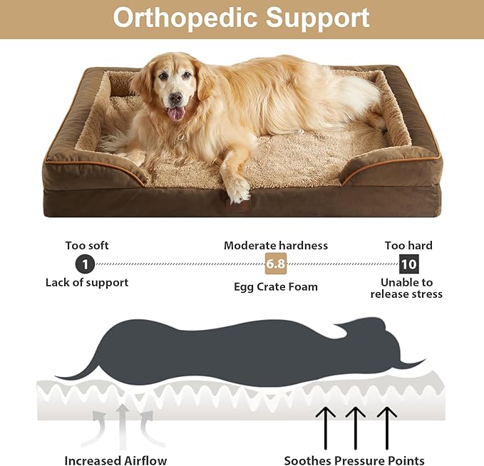 WNPETHOME Waterproof Dog Beds for Extra Large Dogs, Orthopedic XLarge Dog Bed with Sides, Big Dog Couch Bed with Washable Removable Cover, Pet Bed Sofa with Non-Slip Foam for Sleeping