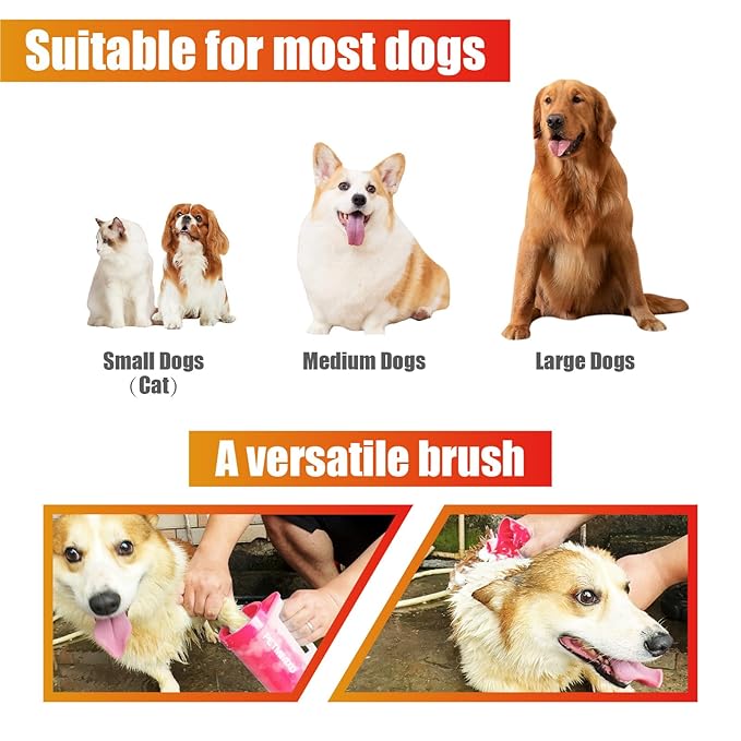 Dog Paw Cleaner for Dogs,Dog Paw Washer with Handle,Portable Pet Paw Cleaner, Medium,6 in., Pink