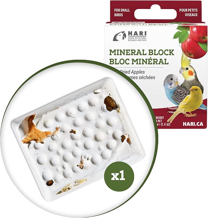 Hari Mineral Block for Birds with Dried Apples, Calcium Supplement Bird Treat