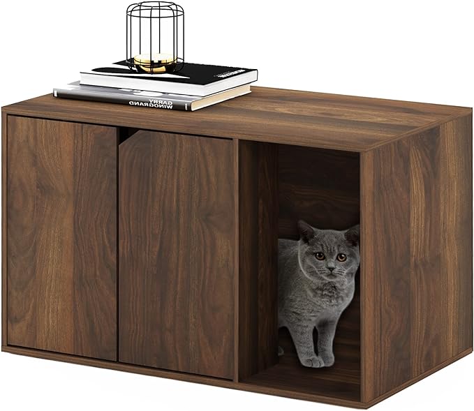 Furinno Peli Litter Box Enclosure, Columbia Walnut