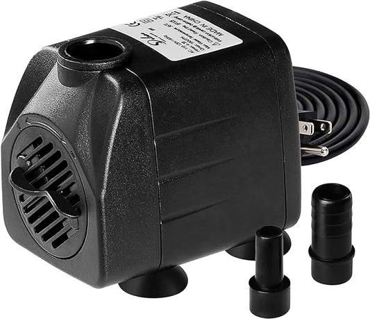 Simple Deluxe 4.3ft High Lift 160GPH 8W Water Table Pump (600L/H) with 2 Nozzles, Perfect for Fish Tank, Pond, Aquarium, Hydroponics, Black