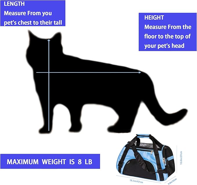 Pet Carrier Cat Cattier Soft-Sided Carriers for Cat Carriers Dog Carrier for Small Medium Cats Dogs Puppies Pet Carrier Airline Approved up to 15 Lbs Cat Dog Pet Travel Carrier (Medium, Blue)