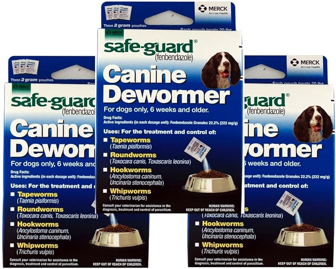 Canine Dewormer For Dogs Only, 6 Weeks and Older, 9 Pouches Total(3 Packages with 3 Pouches each)