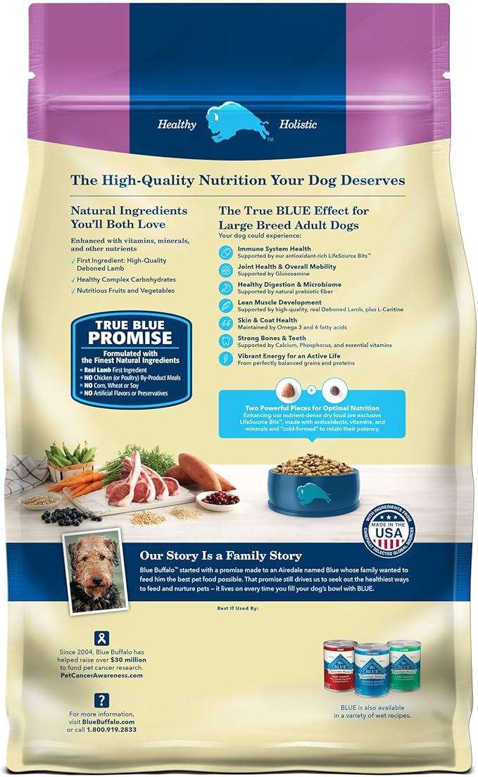 Blue Buffalo Life Protection Formula Large Breed Adult Dry Dog Food, Promotes Joint Health and Lean Muscles, Made with Natural Ingredients, Lamb & Brown Rice Recipe, 34-lb. Bag