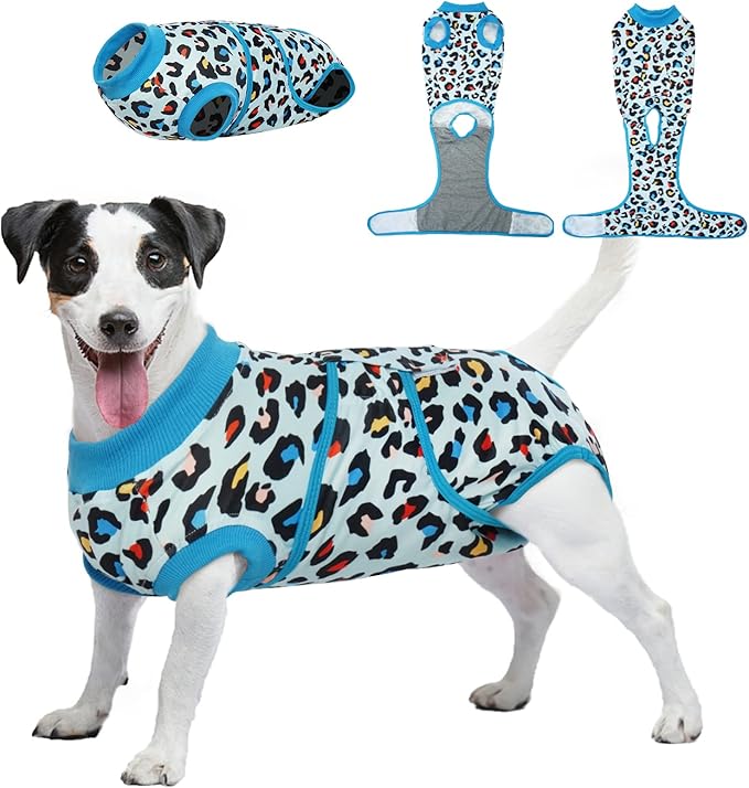Kuoser Dog Recovery Suit, Soft Dog Onesie for Surgery Female Spay Dog Surgical Recovery Suit Male Neuter, Anti Licking Abdominal Dog Surgical Suit Pet Bodysuit Alternative to Cone of Shame, M