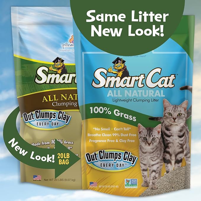 All Natural Clumping Cat Litter, 20 Pound (320oz 1 pack) - Alternative to Clay and Pellet Litter - Chemical and 99% Dust Free - Unscented and Lightweight