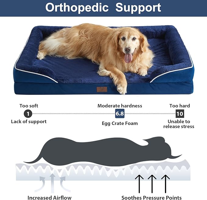 WNPETHOME Waterproof Dog Beds for Medium Dogs, Orthopedic Medium Dog Bed with Sides, Big Dog Couch Bed with Washable Removable Cover, Pet Bed Sofa with Non-Slip Bottom for Sleeping