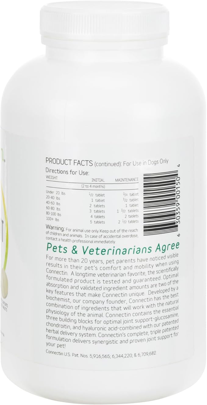 InClover Connectin Hip and Joint Supplement for Dogs. Combines Glucosamine, Chondroitin and Hyaluronic Acid with Herbs for Comfort and Mobility