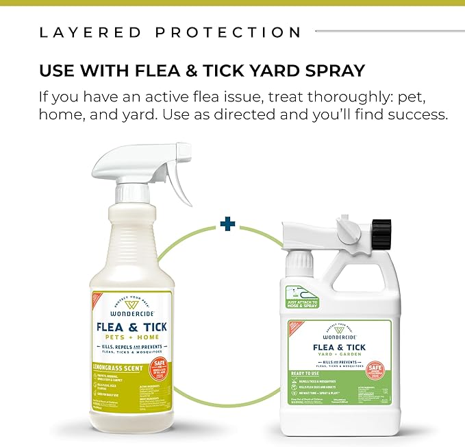 Wondercide - Flea, Tick & Mosquito Spray for Dogs, Cats, and Home - Flea and Tick Killer, Control, Prevention, Treatment - with Natural Essential Oils - Pet and Family Safe - Lemongrass 32 oz