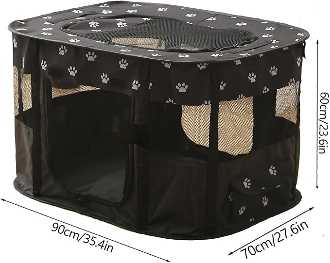 Foldable Pet Playpen, Puppy Play Pen for Indoors, Cute Small Dog Playpen, Sturdy Playpen for Cats Outdoor (XL, Black)