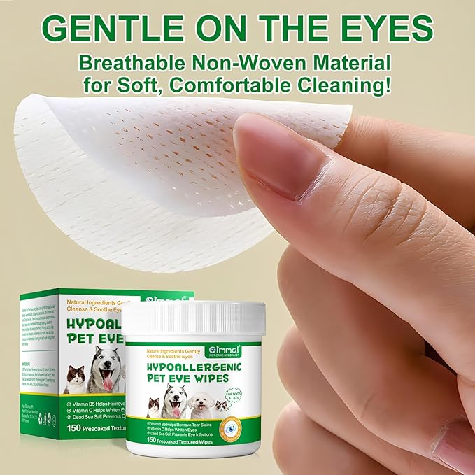 Eyes Wipes for Dogs & Cats - Coconut Oil Pet Cleaning Grooming Deodorizing Wipes for Eyes, Wrinkle, Face, Eye Care for Dogs and Cats,Cat and Dog Wipes Formulated to Remove Eye Debris - 150p