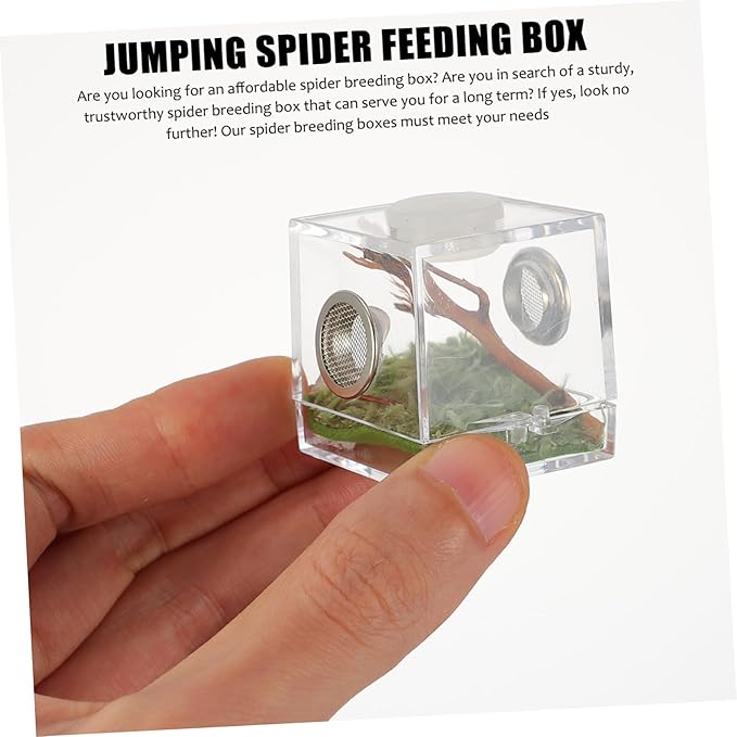 Mipcase 7pcs Box Jumping Spider Breeding Box Spider Habitat Box Spider Feeding Box Large Container Reptile Terrarium Breeding Carrier Spider Case House Acrylic Wood