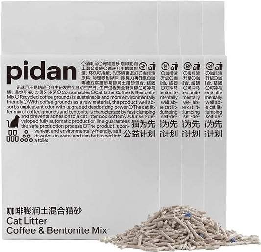 pidan Tofu Cat Litter with Recycled Coffee Grounds,Clumping,Flushable,Ultra Absorbent and Fast Drying, 100% Natural Ingredients Litter,Really Dust-Free,Less Scattering (5.3lb×4bags)