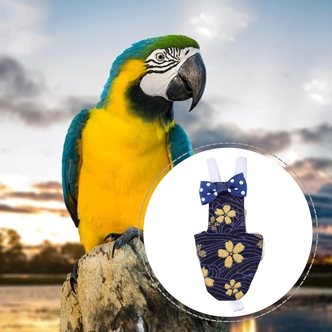 Bird Diaper - Bird Flight Suit Washable Bird Clothes Pigeon Pants Parrot Clothes Protective Parrots Nappy with Leash Hole for Parakeet Cockatiel Budgie