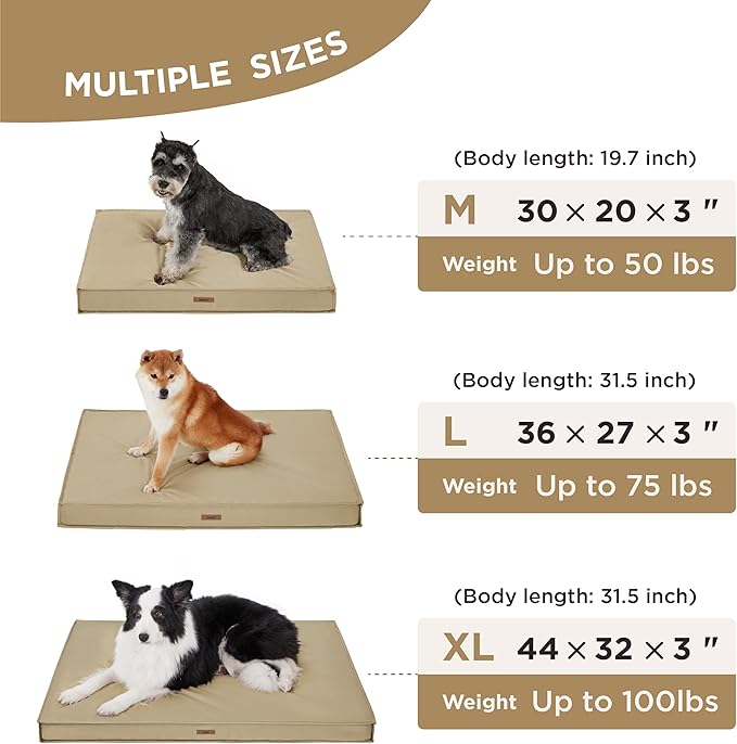 Lesure Waterproof Dog Bed for Medium Dogs - Outdoor Dog Bed with Oxford Fabric Surface, Medium Egg Orthopedic Foam Pet Bed with Removable and Durable Cover, Machine Washable