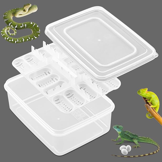 Reptile Egg Incubator Tray: 16 Grids Amphibians Hatchery Box, Reptile Breeding Box, Incubation Box for Hatching Snake, Lizards, Turtle, Gecko Egg Without Thermometer